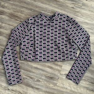 Zara geometric print crop top, size XL, navy blue, purple